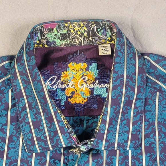 Robert Graham Long Sleeve Contrast Cuff Men's Shirt 2XL - Picture 1 of 8